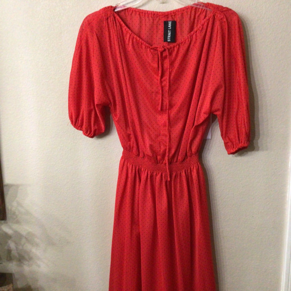 Strait Lane Dresses & Skirts - Vintage Strait  lane dress. Red with navy polka dots. Size 8